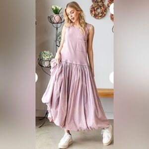 Oli & Hali Knit Tank Dress with Bubble Hem in Lavender Pink